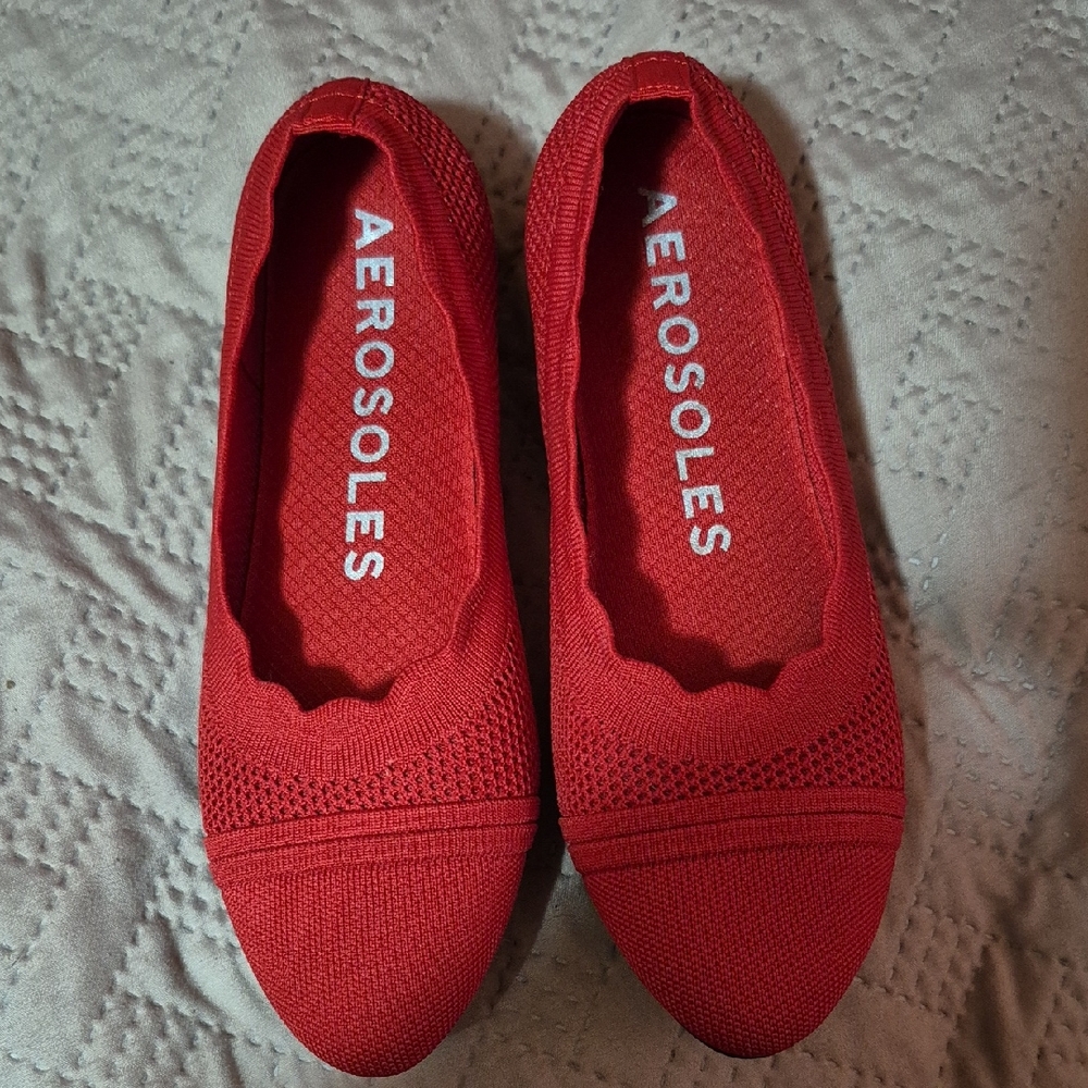 Aerosoles Red Knit Flats